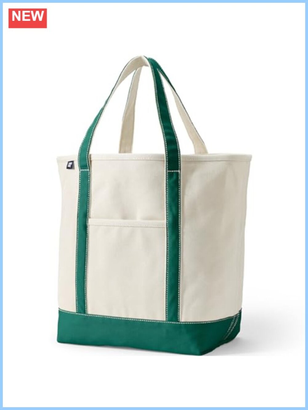 Lands' End Canvas Tote - 100% Cotton, Structured Base, 5 Pockets, Laptop
